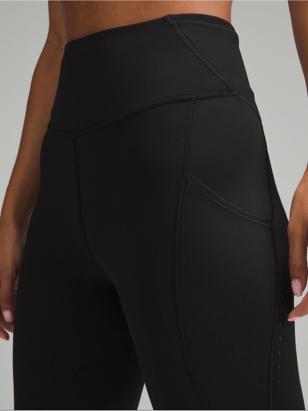 Lululemon Fast & Free HR 25” Black Running Leggings Side Pockets Size 4
